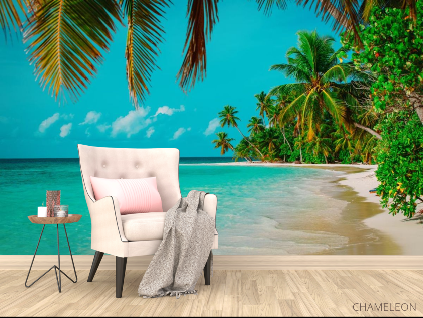 Фотообои много пальм над голубым морем - 4