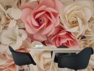 Фотошпалери білі і рожеві троянди з паперу - 1