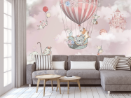 Фотообои Воздушный шар с жывотными для девочки - 3