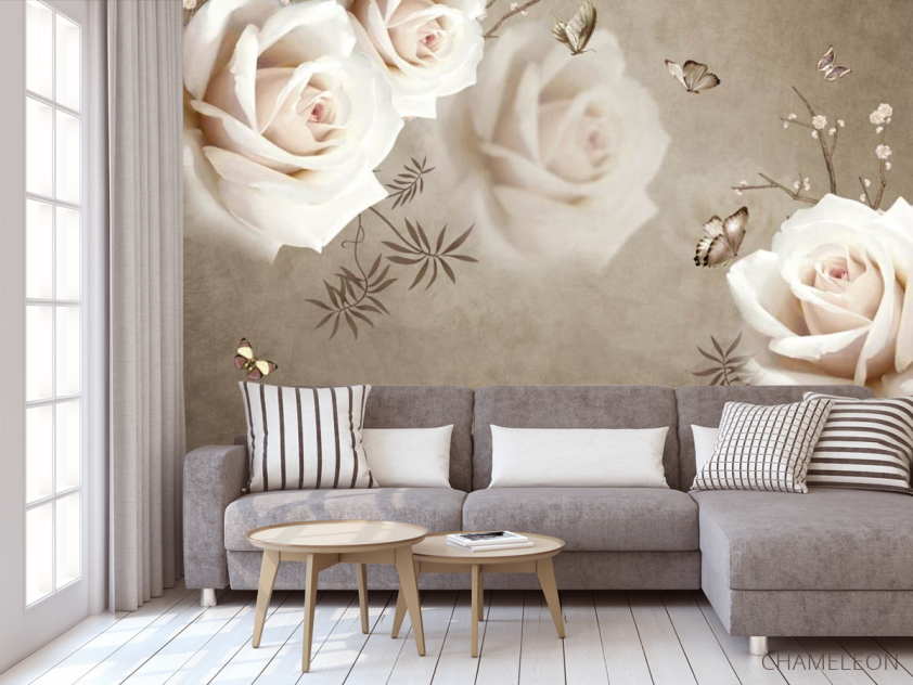 Фотообои Розы на коричневом фоне - 3