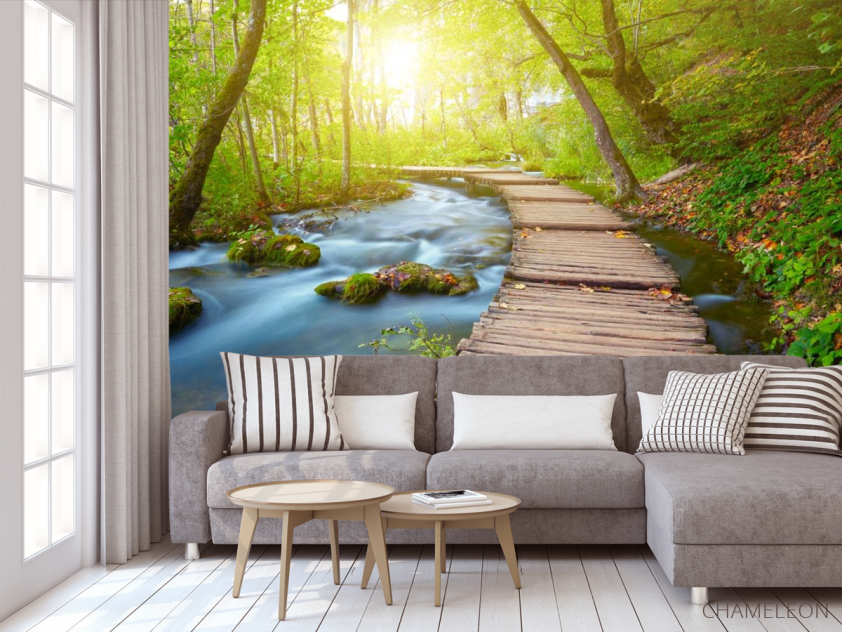 Фотообои деревянная дорожка в лесу - 3