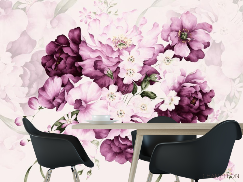 Фотошпалери Акварельні фіолетові квіти - 1