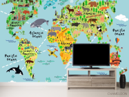 Фотообои Детская карта с животными - 2