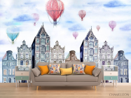 Фотообои Домики и воздушные шары - 1