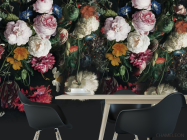 Фотошпалери Вінтажні квіти на чорному - 1