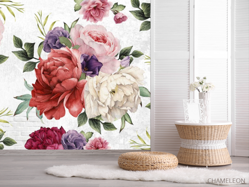 Фотошпалери Вінтажні яскраві квіти - 2