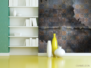 Фотошпалери Мотиви печворк на тлі чорного цегли - 3