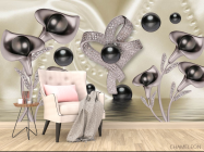 3д фотообои 3д цветы с камнями - 4