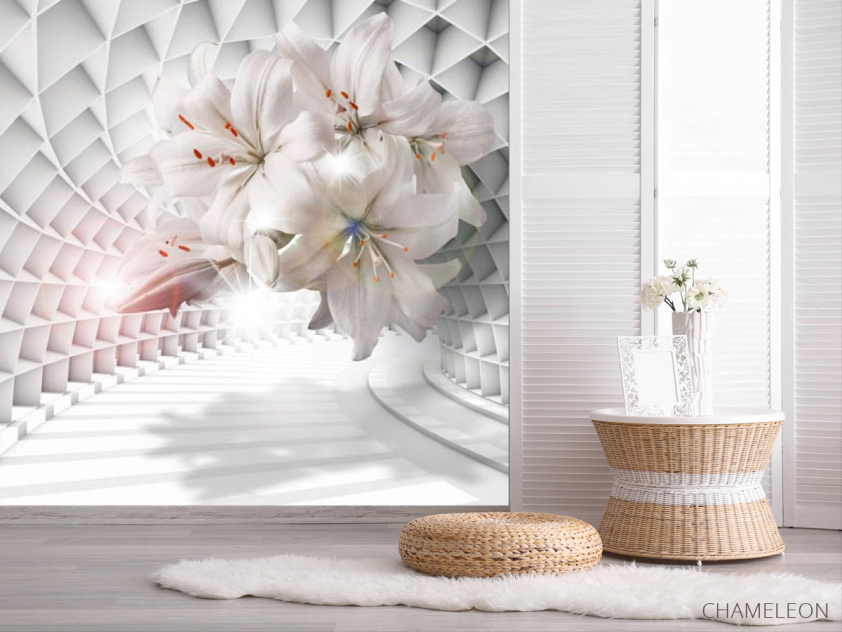 Фотошпалери 3D лілії в тунелі - 2