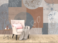 Фотообои Векторные цветы на фоне геомтерии. - 4