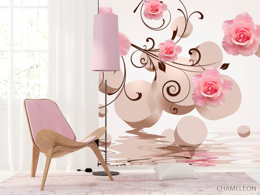 Фотошпалери 3D фігури з трояндами - 4