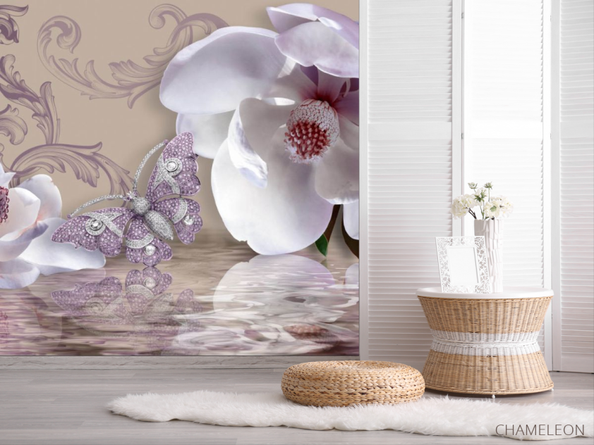 Фотошпалери 3д магнолії і брошка - 2