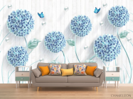 Фотообои 3d голубые одуванчики - 1