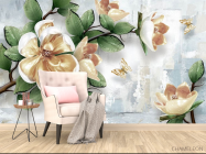 Фотообои 3d ветка с цветами - 4