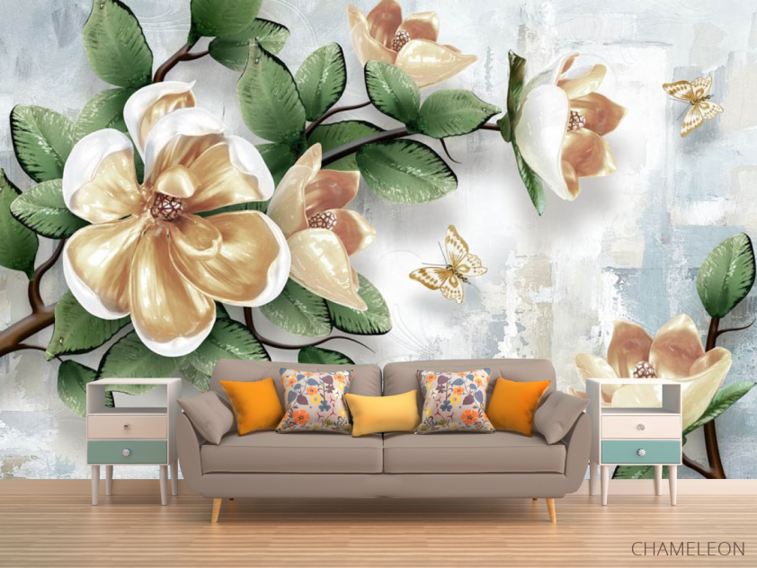 Фотообои 3d ветка с цветами - 1