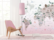 Фотошпалери рожева дитяча карта - 4