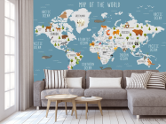 Фотообои Карта в бирюзовом оттенке для комнаты мальчика на английском - 3