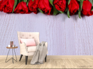 Фотообои красные розы на белом деревянном фоне - 4