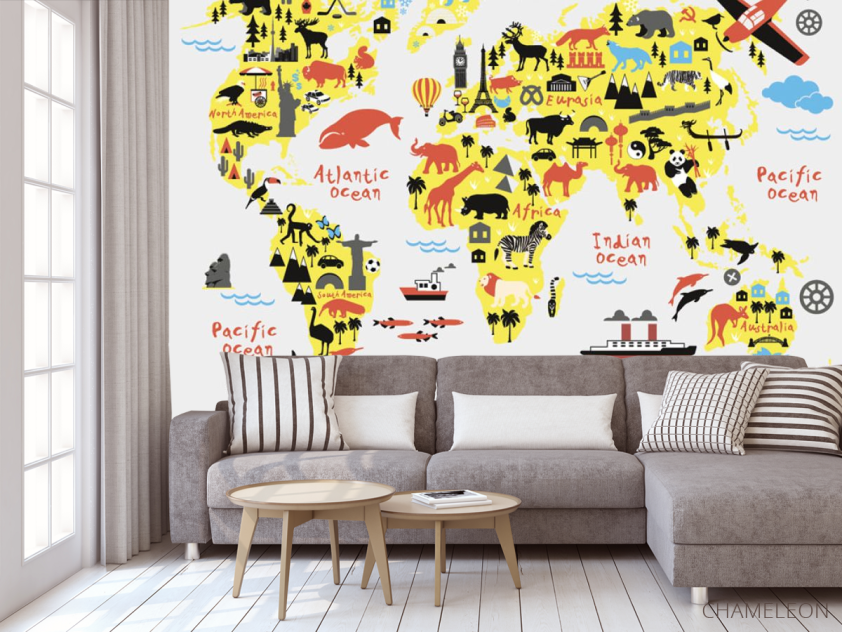 Фотообои Карта детская с животными - 3