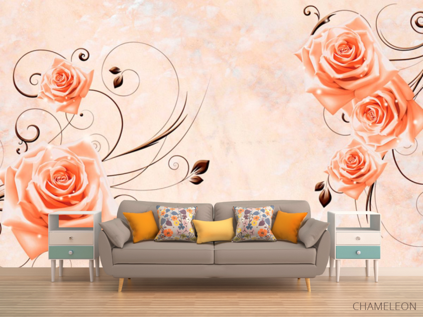 Фотообои 3D розы на нежном фоне - 1