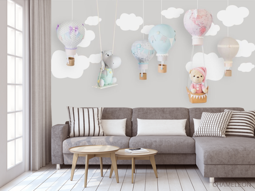 Фотообои воздушные шары с животными - 3