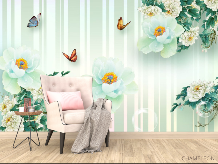 Фотообои  Салатовые цветы 3д - 4