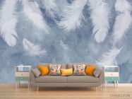 Фотообои Голубые воздушные перья - 1