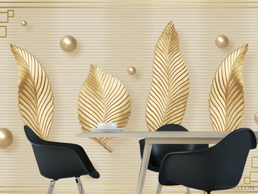 Фотошпалери Золоті листя 3д - 1