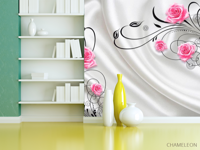 Фотошпалери Троянди на атласі 3d - 3