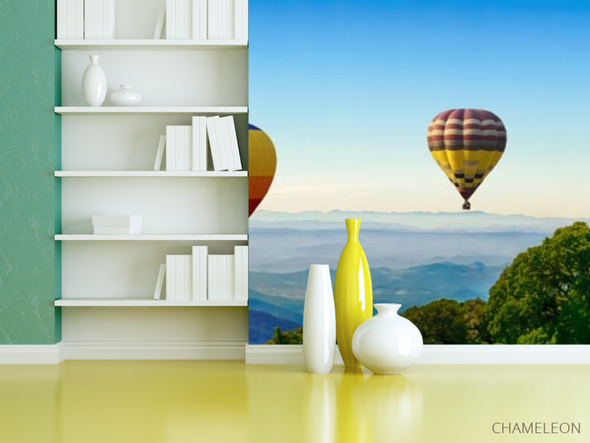 Фотошпалери шість повітряних куль в горах - 3