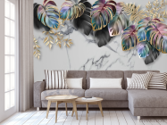 Фотообои тропические листья с золотом - 3