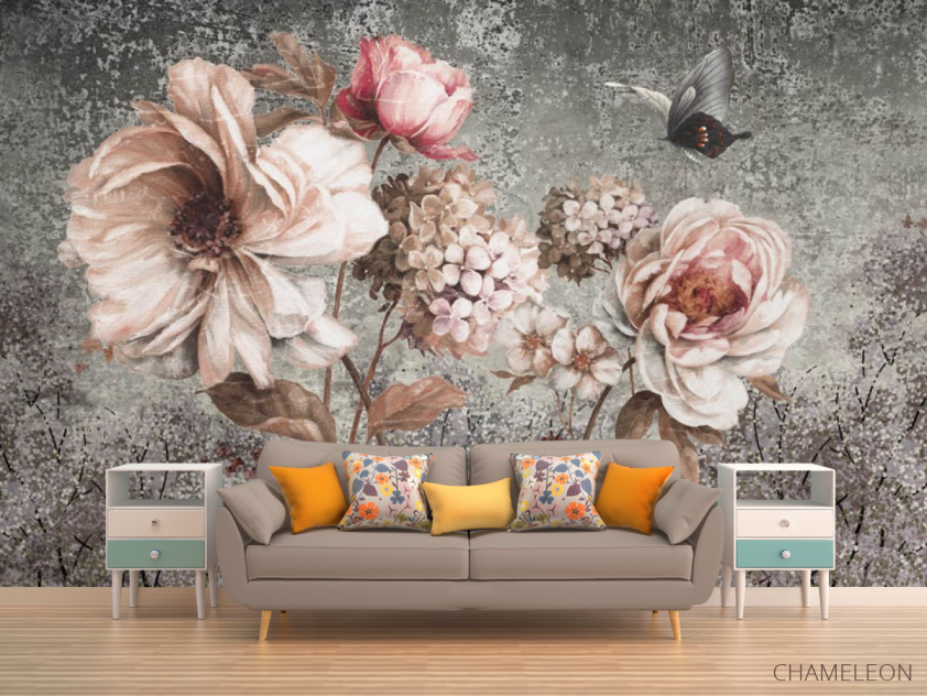 Фотообои Винтажные коричневые цветы - 1