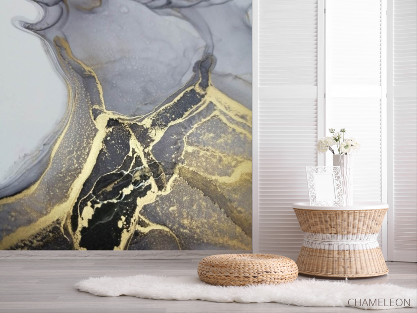 Фотошпалери чорно-білий Fluid art - 2