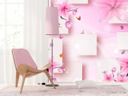 Фотошпалери 3д квадрати з квітами - 4