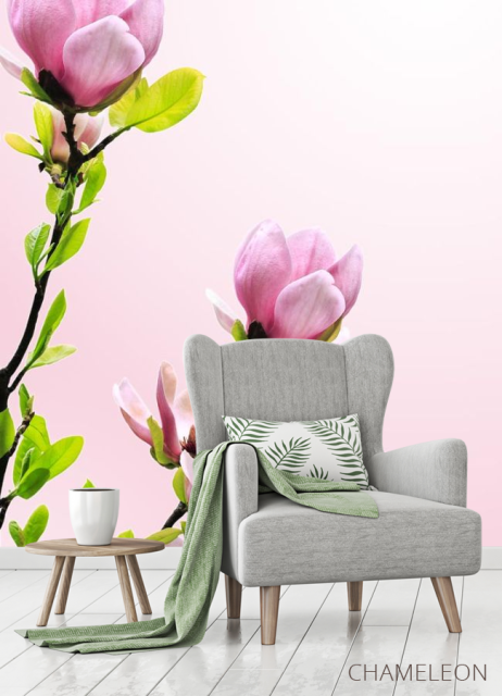 Фотообои ветка с розовыми цветочками - 3