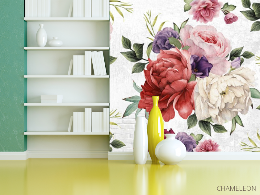 Фотошпалери Вінтажні яскраві квіти - 3