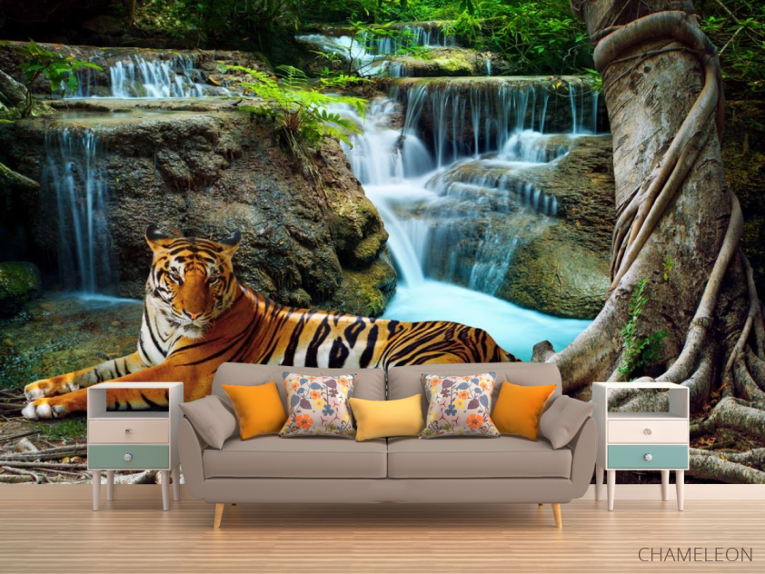Фотообои тигр у водопада - 1