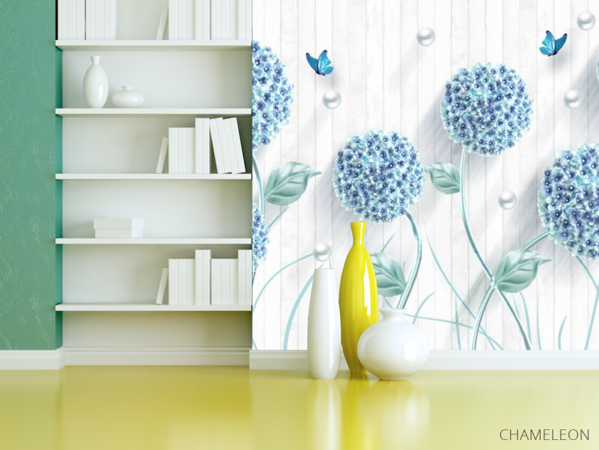 Фотошпалери 3D блакитні кульбаби - 3