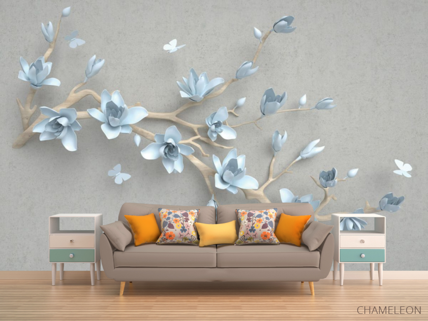 Фотообои Ветка голубых цветов - 1