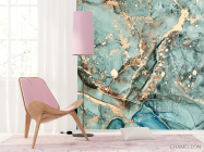 Фотошпалери Бірюзовий флюїд з золотом - 4