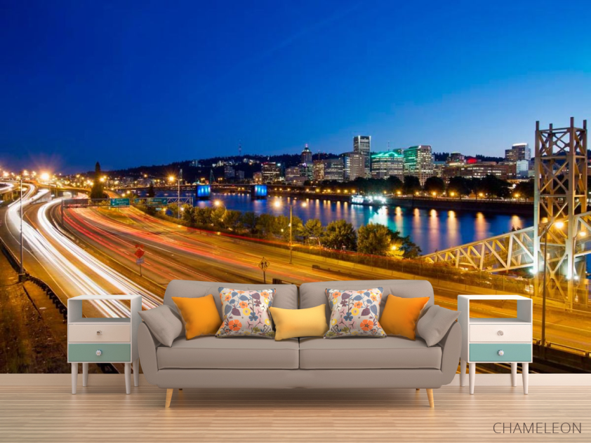 Фотообои Ночная яркая дорога - 1