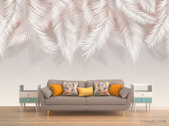 Фотообои графические бежевые пальмовые листья - 1