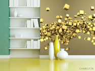 Фотошпалери Золоті 3d квадратики - 3