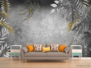 Фотообои листья с золотом - 1