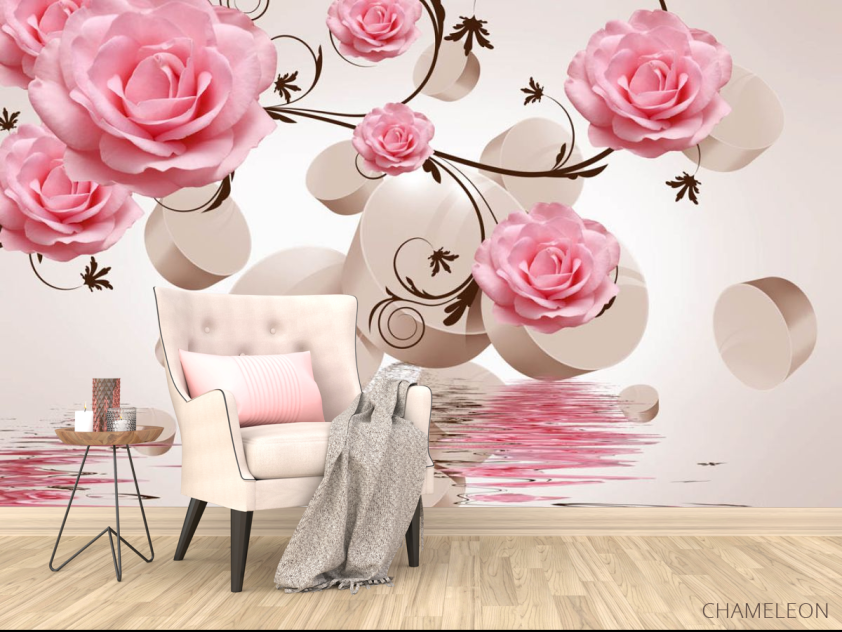ФотообоиРозовые розы и 3д сферы - 4