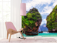 Фотошпалери човен біля скель - 4