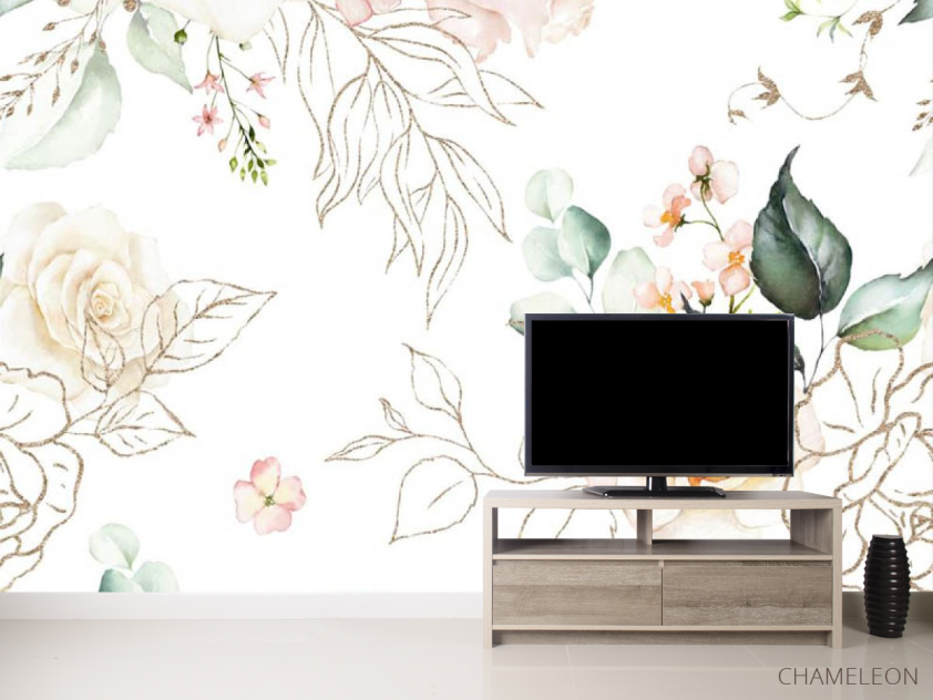 Фотообои Аварельные цветы патерн - 2