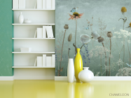 Фотошпалери польові дизайнерські квіти зелені - 3