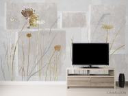 Фотообои Сушеные цветы на сером дизайнерском фоне. - 2