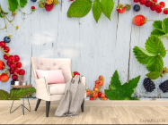 Фотообои ягоды на деревянном фоне - 4